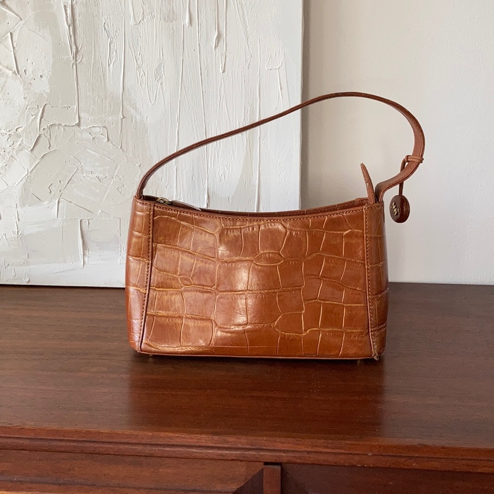 Vintage Monsac 90’s Baguette Croc Leather bag